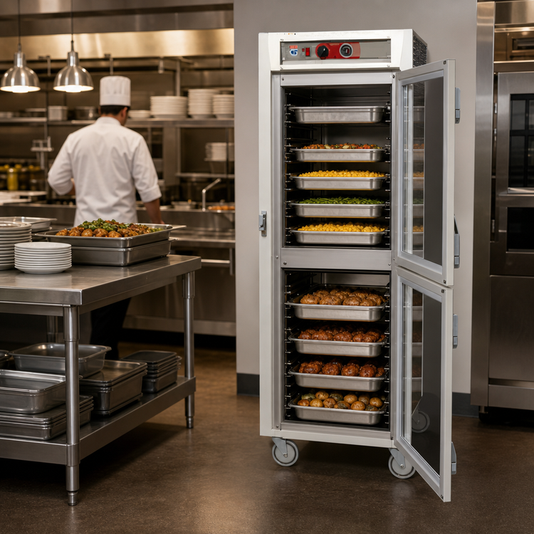 Product image #3 for Metro C5 6 Series Full-Height Mobile Heated Holding Cabinet with Dutch Clear Glass Doors and 34-Pan Lip-Load Capacity