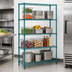 Thumbnail image #3 for Quantum 4-Tier Stationary Wire Shelving Unit, 48 x 24 x 72 Inches, Green Epoxy Antimicrobial Finish