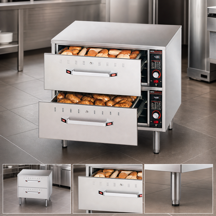 Product image #3 for Hatco HDW-2 Freestanding Two-Drawer Standard Width Stainless Steel Drawer Warmer