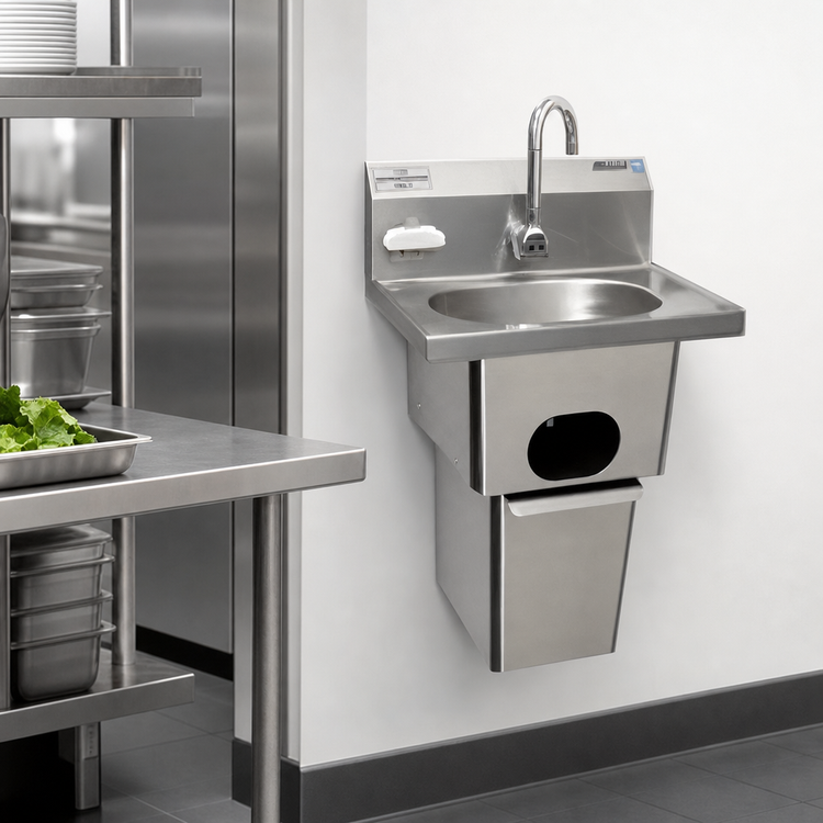 Product image #3 for MicroGard Wall-Mount Stainless Steel Hand Sink with Battery-Powered Electronic Eye Gooseneck Faucet