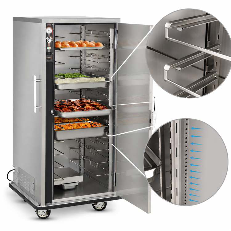 Product image #3 for FWE UHS-12 Mobile Humidified Heated Holding Transport Cabinet, 12 Universal Tray Slides, Stainless Steel