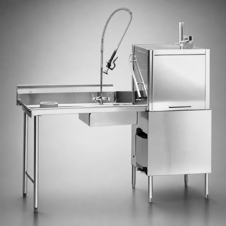 Product image #3 for Eagle Group Straight Soiled Dishtable with Left-to-Right Operation and 20 x 20 x 5 Inch Pre-Rinse Sink
