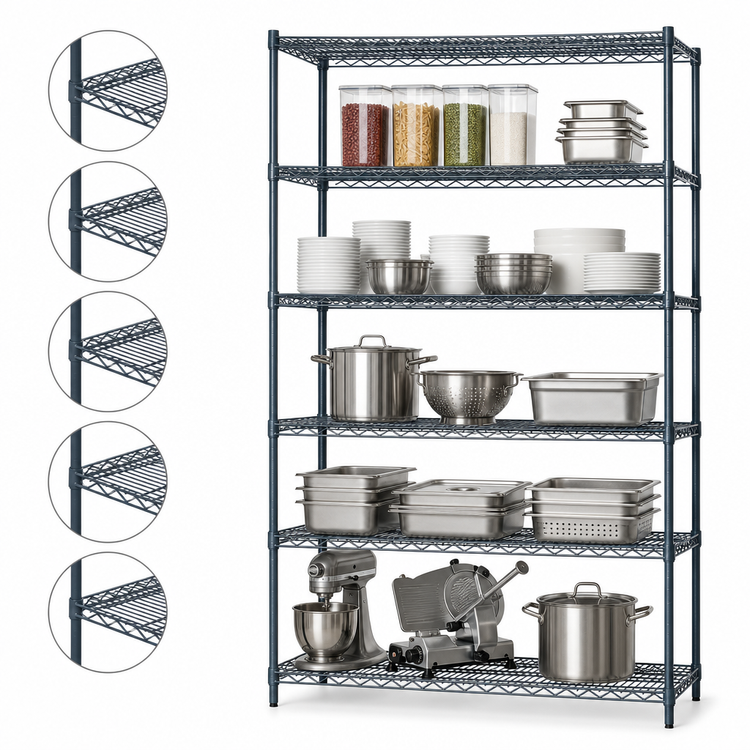 Product image #3 for Mixrite 48 x 18 x 86 Inch 5-Shelf Wire Shelving Unit with Slate Gray Epoxy Finish