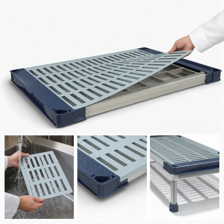 Product image #3 for MetroMax 4 60-Inch x 21-Inch All-Polymer Vented Shelf with Open Grid Mats
