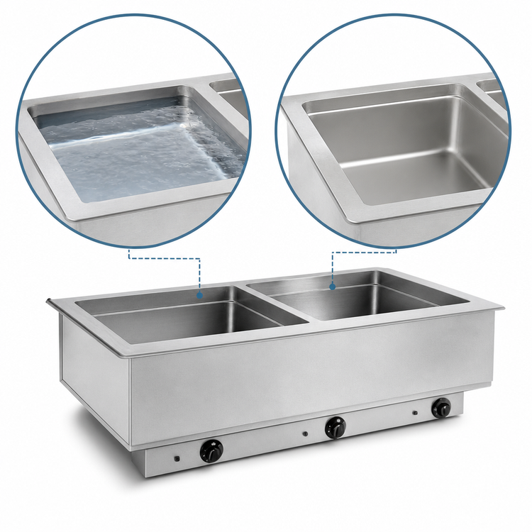 Product image #3 for Atlas Metal WIH-2 2-Well Electric Drop-In Hot Food Well, Individual Pan Design