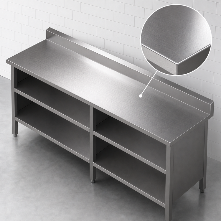Product image #3 for John Boos Open Front Stainless Steel Work Table with Cabinet Base, 96W x 24D, 5-Inch Backsplash