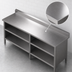 Thumbnail image #3 for John Boos Open Front Stainless Steel Work Table with Cabinet Base, 96W x 24D, 5-Inch Backsplash