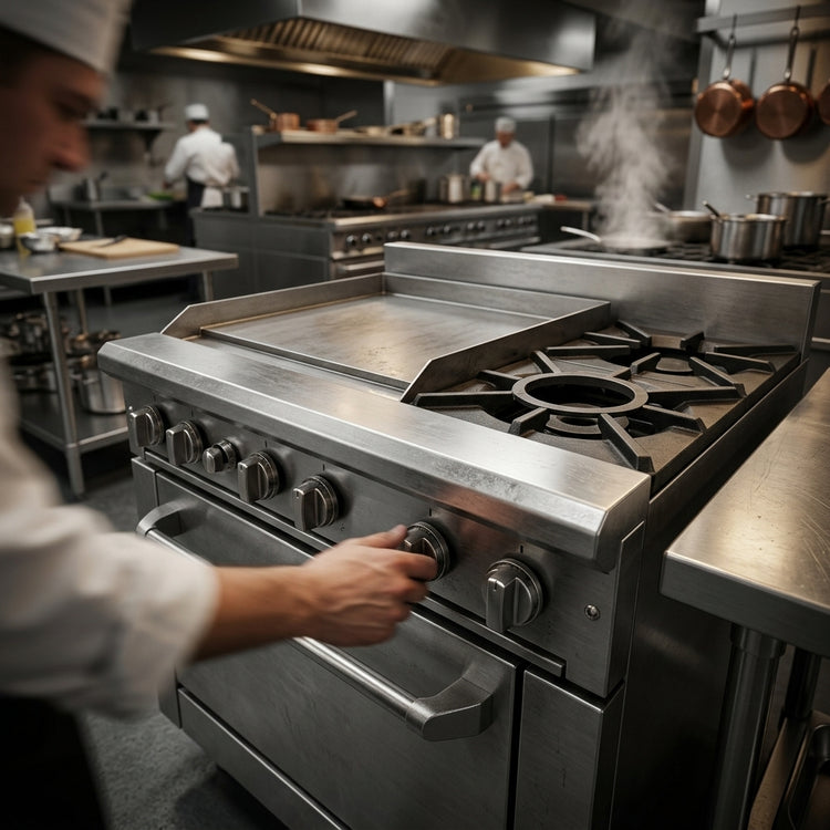 Product image #2 for Titan JTRH-24G-1HT-36 Heavy Duty 36" Gas Range with 24" Griddle and 12" Hot Top