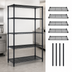 Thumbnail image #3 for Quantum Stationary Wire Shelving Starter Kit with 5 Shelves, 72W x 30D x 63H, Black Epoxy Antimicrobial Finish
