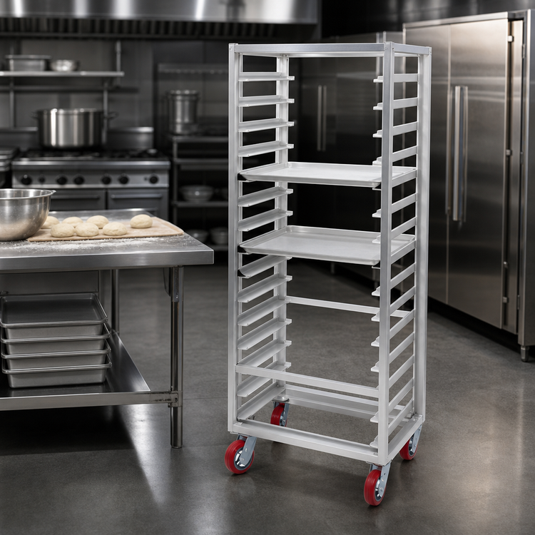 Product image #3 for Channel Lifetime Tough Extra Heavy-Duty Side-Load Aluminum Bun Pan Rack, 15-Pan Capacity, 29 x 18 x 70 in.