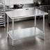 Thumbnail image #3 for Advance Tabco 120-Inch x 36-Inch 304 Stainless Steel Flat Top Work Table with Adjustable Galvanized Undershelf