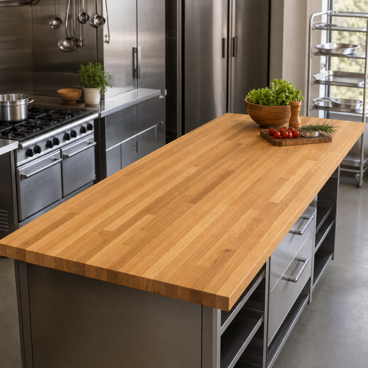 Product image #3 for Appalachian Blended Edge Grain Red Oak Island Countertop, 96 x 27 Inch, Varnique Finish