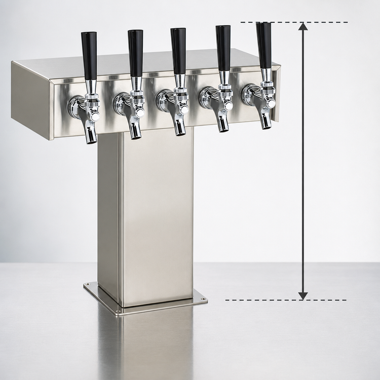 Product image #3 for Perlick Standard Height 5-Faucet Air-Cooled Tee Tower, Polished Chrome
