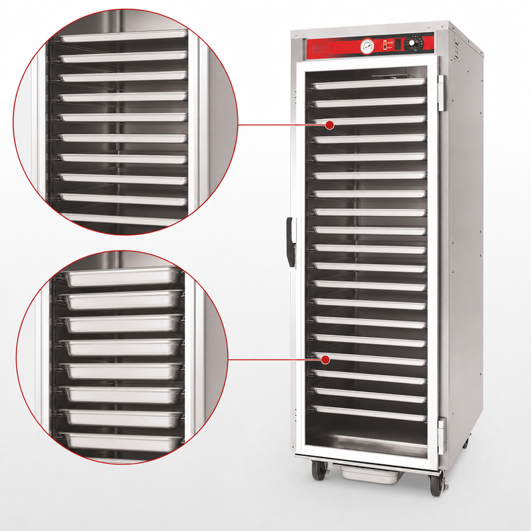 Product image #3 for Vulcan Mobile Non-Insulated Heated Holding and Proofing Cabinet, 18-Pan, Glass Door