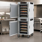 Thumbnail image #4 for Metro HotBlox™ HBCW16-AS-M 16-Pan Stacked Dual-Cavity Mobile Heated Holding Cabinet with Solid Doors and Analog Controls