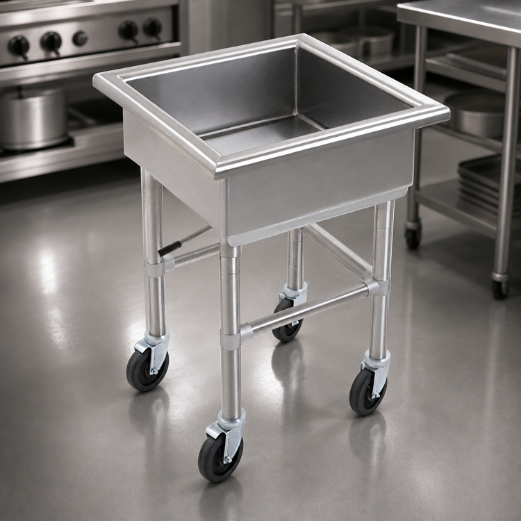 Product image #3 for Mobile Soak Sink with 20 x 20 x 8-Inch Compartment, Stainless Steel