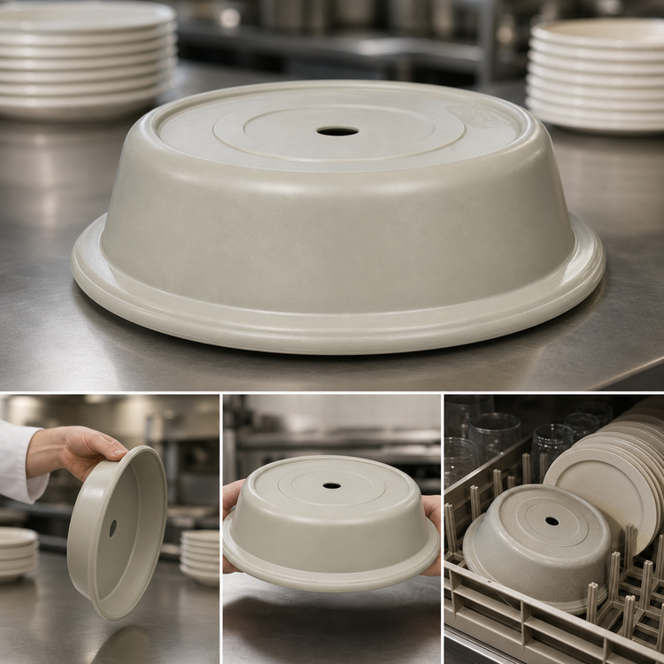 Product image #4 for Cambro Versa Camcover® Round Fiberglass Plate Cover, 10-5/8 Inch Inside Diameter, Antique Parchment