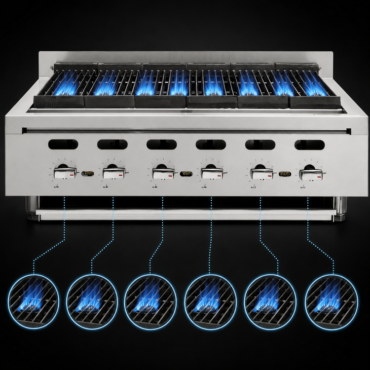 Product image #3 for Vulcan Achiever VACB47 Heavy-Duty Countertop Gas Charbroiler, 46-7/8 Inch, 8 Burners