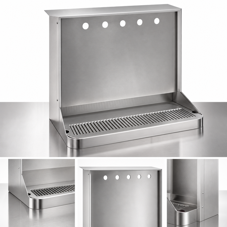 Product image #3 for Micro Matic USA 22-Inch Wide Underbar Draft Beer Dispenser Shell with Drip Tray, 5 Faucet Holes, Brushed Stainless Steel
