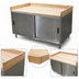 Thumbnail image #3 for Hard Maple Bakers Top Chef Table with Stainless Steel Cabinet Base and Sliding Doors, 48 x 30 x 39 Inches