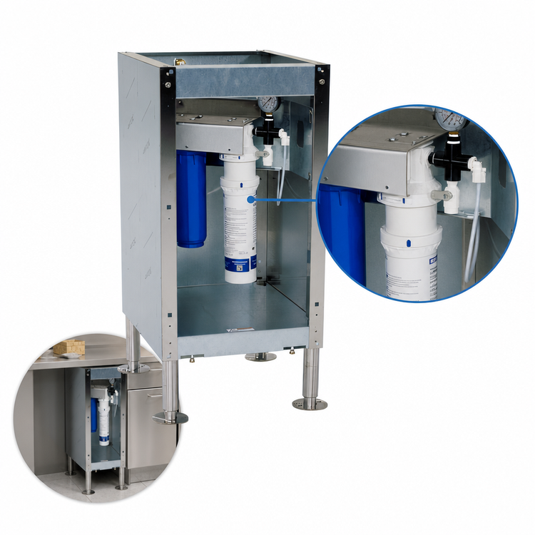 Product image #3 for Stainless Steel Base Stand for 12CI Series Ice and Water Dispensers with Standard Capacity Carbon Filter