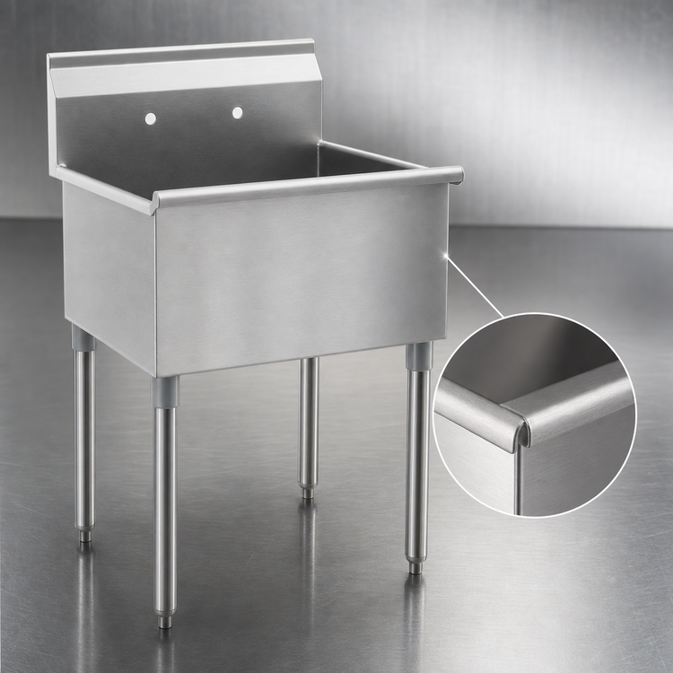 Product image #3 for Eagle Group One-Compartment Floor Model Utility Sink with 18 x 18 x 13-3/8-Inch Bowl, 430 Stainless Steel