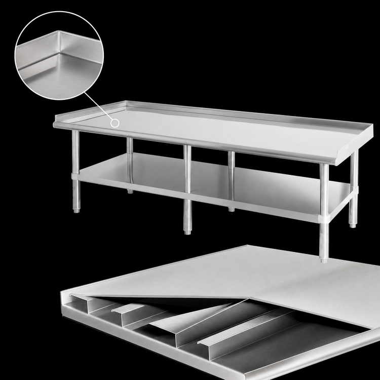 Product image #3 for Sapphire Manufacturing 96-Inch x 30-Inch Stainless Steel Equipment Stand with Galvanized Undershelf and Legs