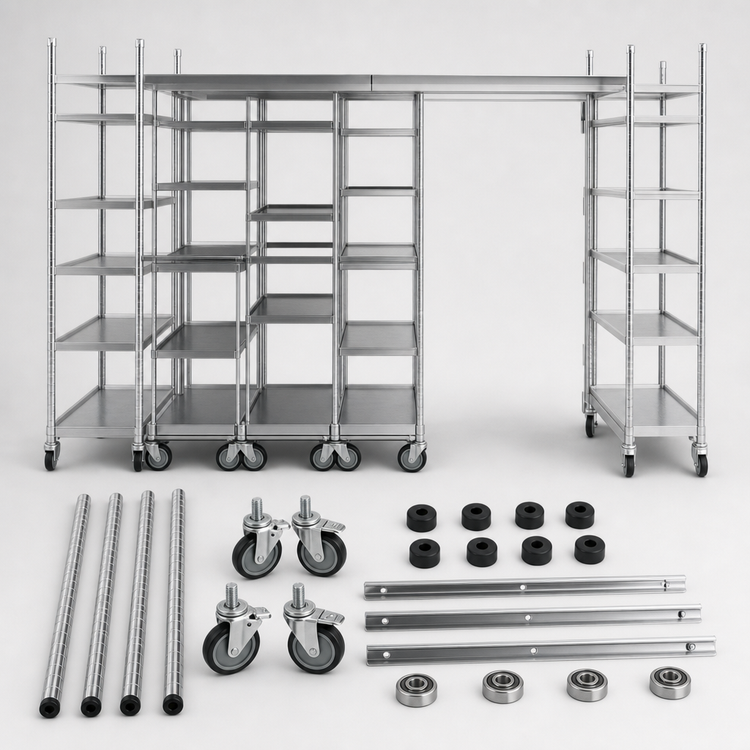 Product image #3 for Metro Super Erecta Top-Track Mobile Unit Kit, 21-Inch Wide, Chrome Plated