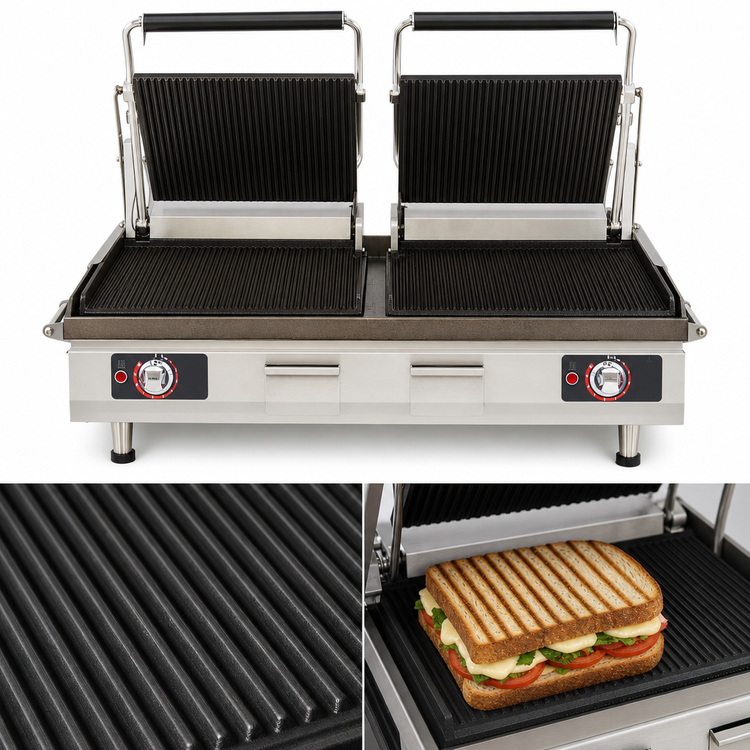 Product image #3 for Star Pro-Max 2.0 28-Inch Countertop Commercial Panini Sandwich Grill with Grooved Cast Iron Platens and Digital Timer