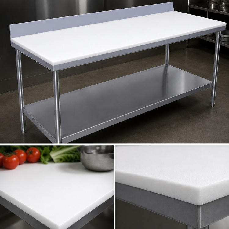 Product image #3 for Poly-Vance 96-Inch x 30-Inch Poly-Top Work Table with 6-Inch Backsplash and Undershelf