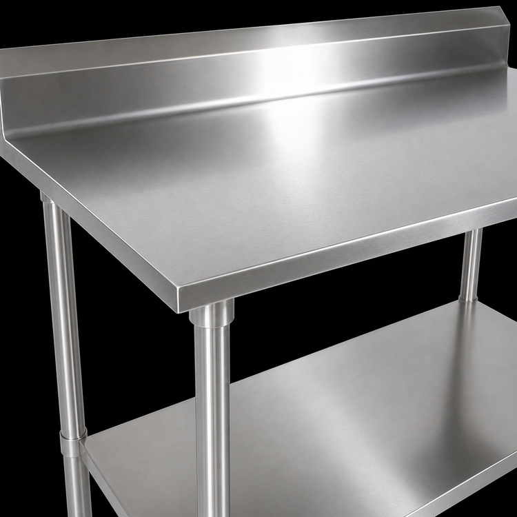 Product image #3 for John Boos Stallion 84-Inch x 24-Inch Stainless Steel Top Work Table with 5-Inch Backsplash and Safety Edge