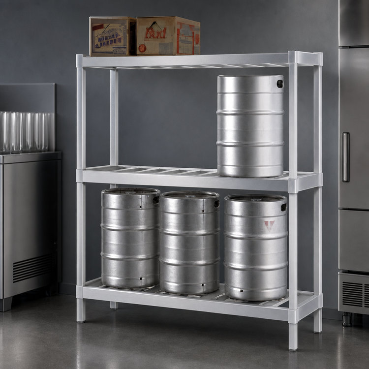 Product image #3 for Panco 3-Tier Aluminum Beer Keg Rack, 8-Keg Capacity, 80 x 18 x 76 Inches