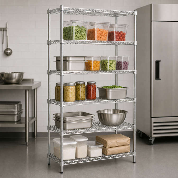 Product image #3 for Eagle Group 5-Tier Stationary Starter Wire Shelving Unit, 60W x 18D x 74H, Stainless Steel Finish