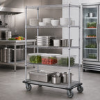Thumbnail image #3 for Metro Super Erecta N536LC Chrome Wire Dolly Truck, 36"W x 24"D x 69"H, 4 Shelves