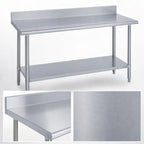 Thumbnail image #3 for Duke Manufacturing 314-3048-5R 48 x 30 Inch Stainless Steel Work Table, 5 Inch Riser, Galvanized Undershelf, 14 Gauge 300 Series Top