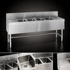 Thumbnail image #3 for Eagle Group Spec-Bar B5L-4-24 Four-Compartment Stainless Steel Underbar Sink with Left Drainboard, 60 x 24 x 37 Inches