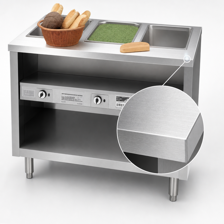 Product image #3 for Dinex ServeXpress DXPDME3OS Stationary 3-Well Electric Hot Food Table with Open Base