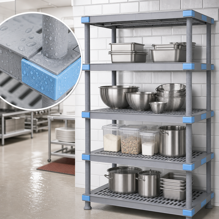 Product image #3 for Quantum Millenia 48-Inch W x 18-Inch D x 86-Inch H 4-Shelf Stationary Polymer Shelving Starter Unit