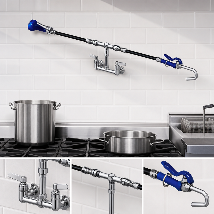Product image #3 for EasyInstall 8-Inch Centers Wall Mount Combination Pot Filler and Spray Assembly