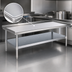 Thumbnail image #3 for Eagle Group 48-3/8 Inch Griddle/Equipment Stand with Stainless Steel Top and Galvanized Undershelf