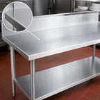 Thumbnail image #3 for Duke Manufacturing 314S-24120-10R Stainless Steel Work Table, 120 x 24 in, 14-Gauge 300 Series Top, 10-in Riser, Undershelf