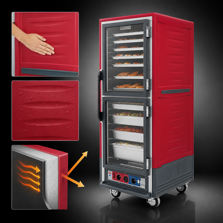 Product image #3 for Metro C5 3 Series Full-Height Mobile Heated Holding Cabinet with Dutch Clear Doors and Fixed Wire Slides