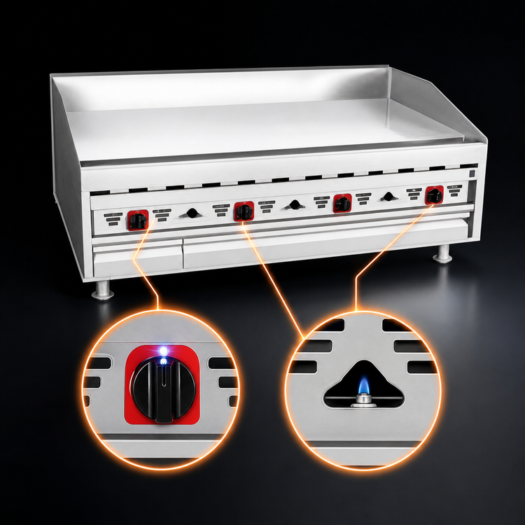 Product image #3 for MagiKitch'n MKG-48-ST 48-Inch Countertop Gas Griddle with Solid State Thermostat and Matchless Ignition