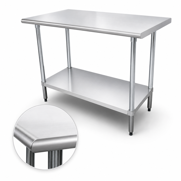 Product image #3 for Advance Tabco Special Value Series 30 Inch x 30 Inch Flat Top Stainless Steel Work Table with Adjustable Undershelf