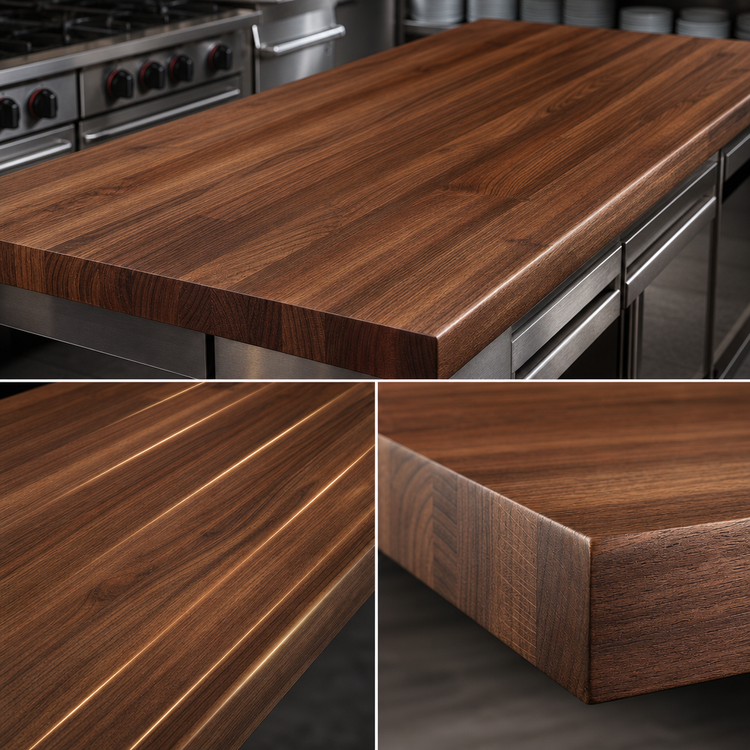 Product image #3 for John Boos Boos Block American Black Walnut Edge-Grain Kitchen Countertop, 144 x 32 x 2-1/4 Inches, Varnique Finish