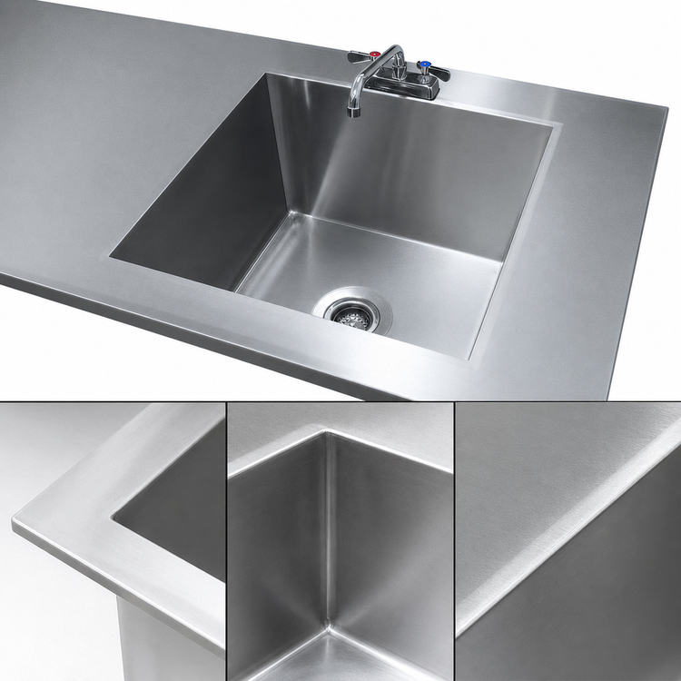 Product image #3 for Advance Tabco TA-11D Welded Sink Into Table Top, 20" x 20" x 12" Single Bowl, Faucet Included