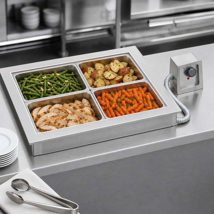 Product image #3 for Wells MDW400 4-Well Top-Mount Built-In Electric Modular Dry Hot Well Food Warmer