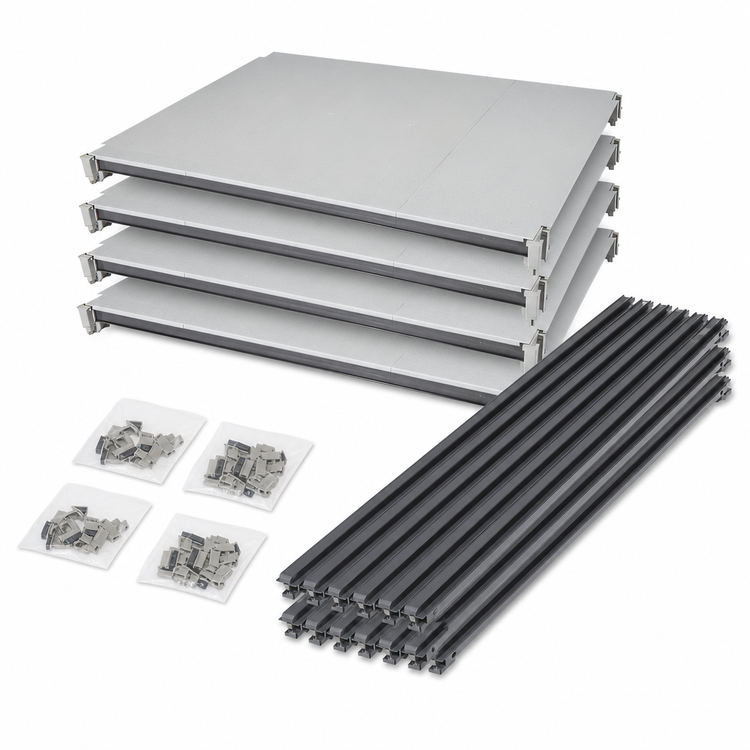 Product image #3 for Cambro Camshelving Elements XTRA 4-Shelf Universal Solid Shelf Kit, 18 x 36 Inches, Speckled Gray
