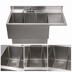 Thumbnail image #4 for BK Resources 48-Inch Three-Compartment Underbar Slimline Sink with Right Drainboard, Faucet, and 4-1/2-Inch Backsplash