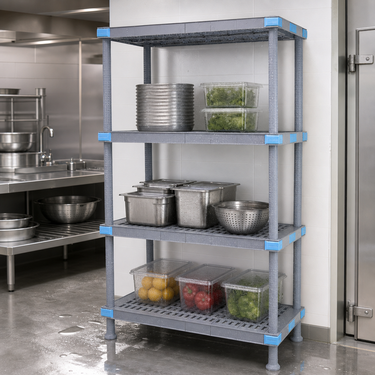 Product image #3 for Quantum Millenia 4-Shelf Polymer Starter Shelving Unit, 24W x 21D x 86H, Gray